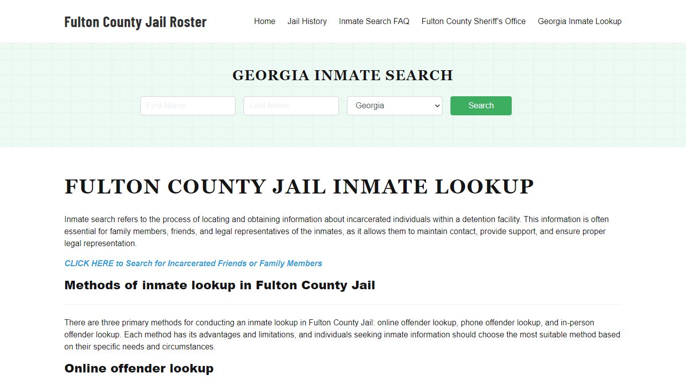 Fulton Jail Roster Lookup, GA, Inmate Search